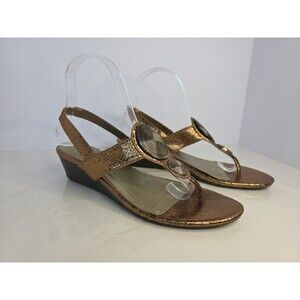 Impo Women Sz 8 M Silver Copper Comfy Gladiator Sling Sandals 'Gilda' Bohemian